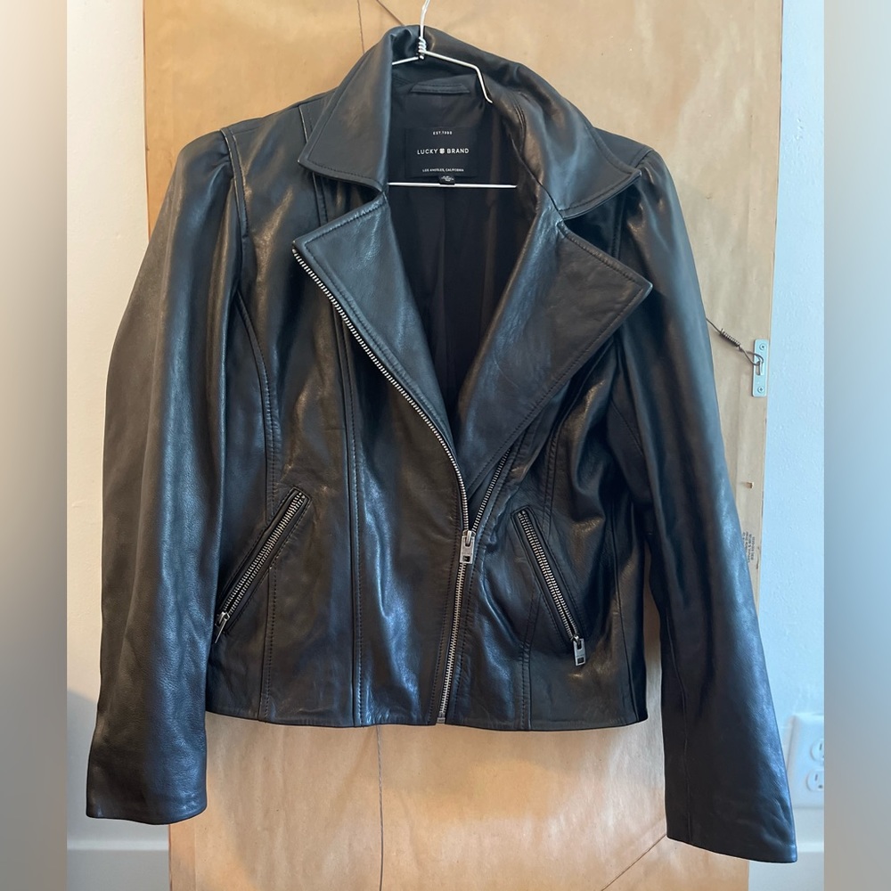 Black Lucky Brand leather jacket size small